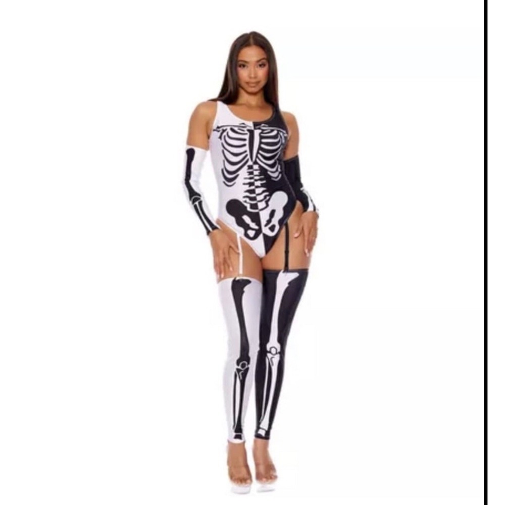 BARE BONES BABE Sexy Women's Skeleton Costume by Forplay Cosplay Sz Small NEW